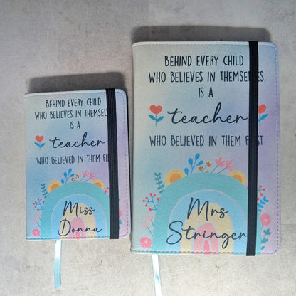 Personalised Teacher Gift Notebook Quote Teacher's Name A5 Lined or A6 Unlined Refillable Pages End Of School Present Primary School Teacher