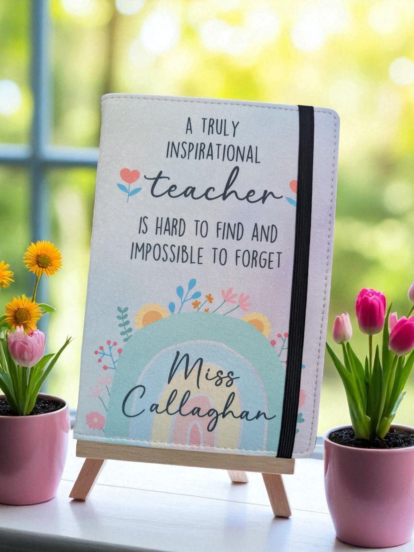 Personalised Teacher Gift Notebook Quote Teacher's Name A5 Lined or A6 Unlined Refillable Pages End Of School Present Primary School Teacher