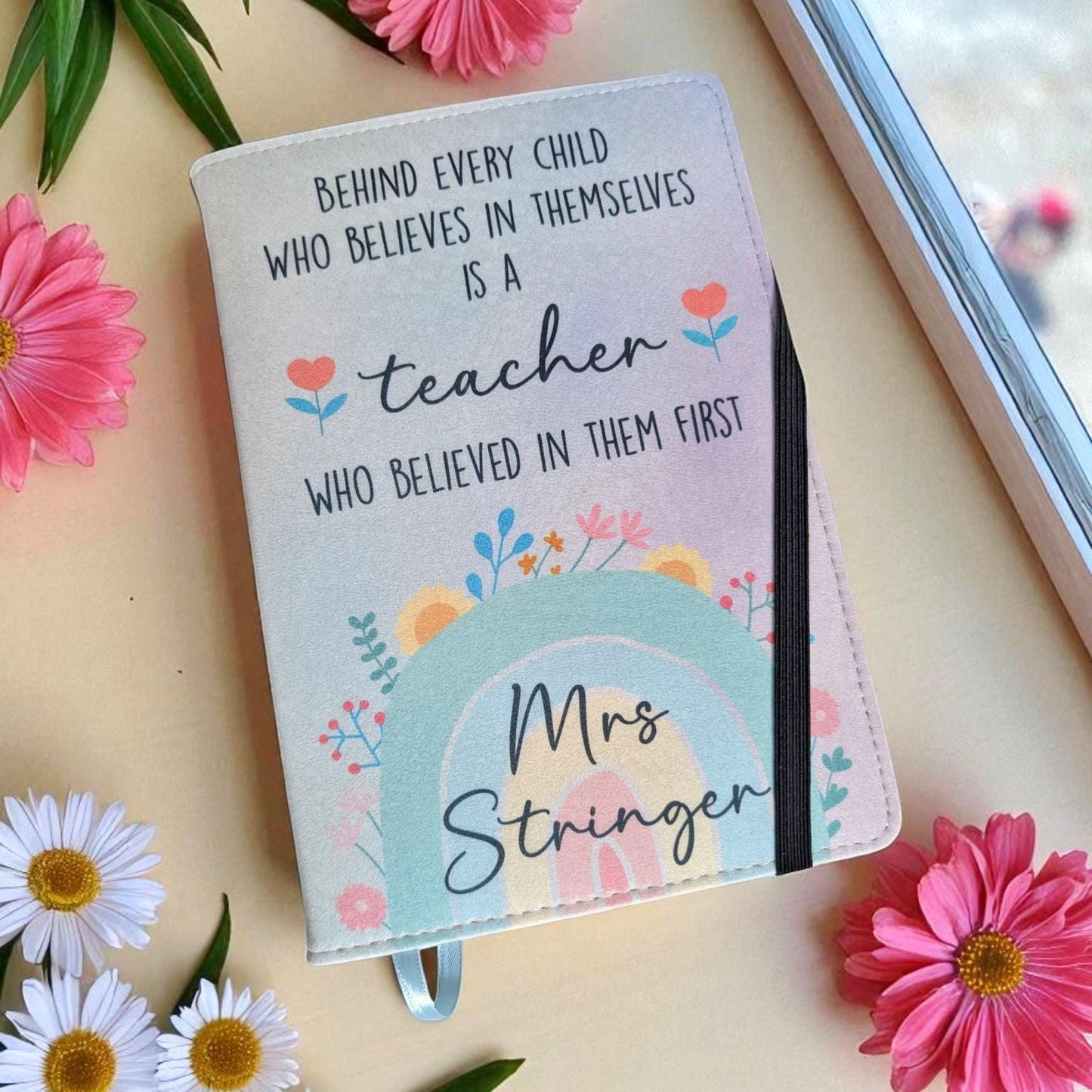 Personalised Teacher Gift Notebook Quote Teacher's Name A5 Lined or A6 Unlined Refillable Pages End Of School Present Primary School Teacher