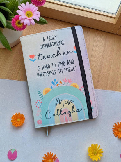 Personalised Teacher Gift Notebook Quote Teacher's Name A5 Lined or A6 Unlined Refillable Pages End Of School Present Primary School Teacher
