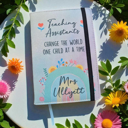 Personalised Teaching Assistant Gift Notebook Quote Teacher's Name A5 Lined or A6 Unlined Refillable Pages End Of Primary School Present