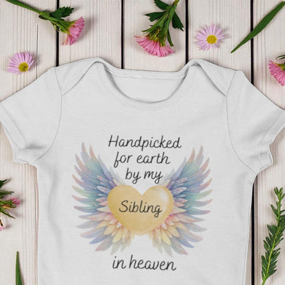 Personalised Memorial Baby Bodysuit: Handpicked For Earth, Loved One In Heaven