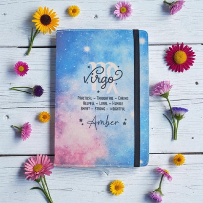 Personalised Star Sign Notebook Zodiac Journal Custom Astrology Leo Virgo Libra Scorpio Gift For Her Birthday Present A5 Lined A6 Plain Page
