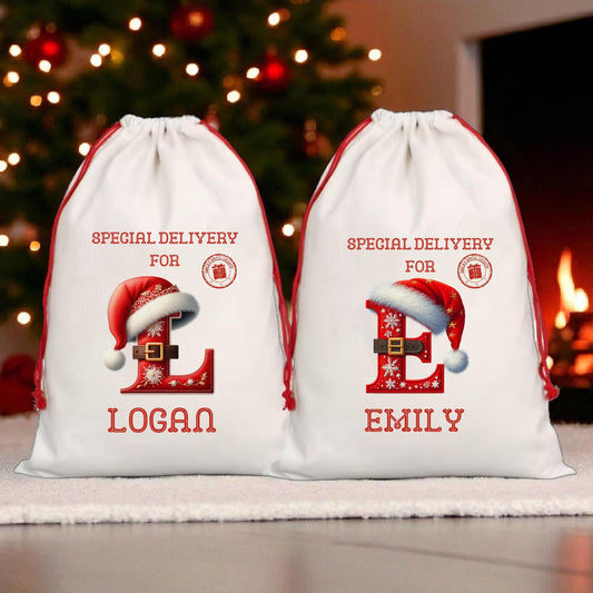 Personalised Christmas Santa Sack: Initial Special Delivery Gift