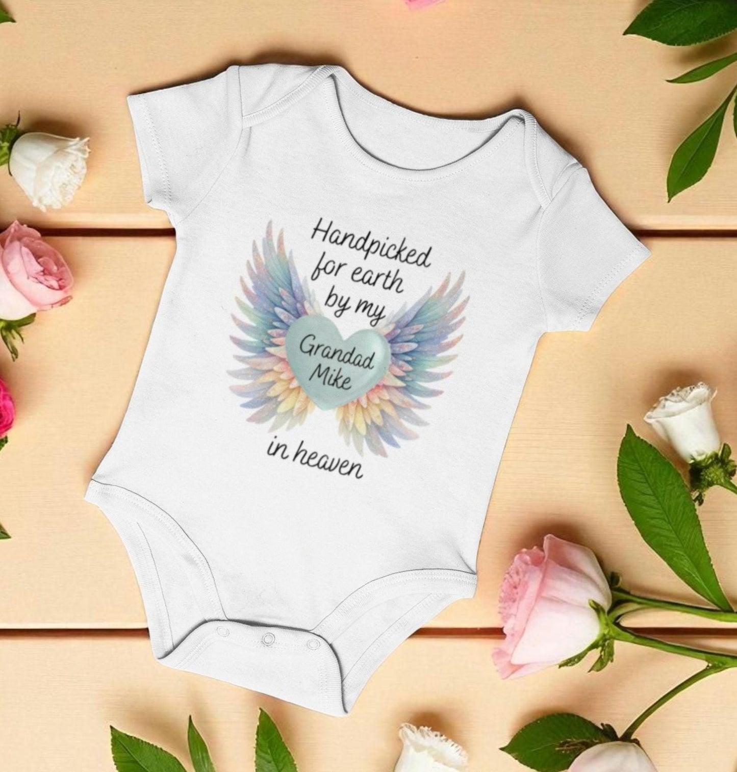 Personalised Memorial Baby Bodysuit: Handpicked For Earth, Loved One In Heaven