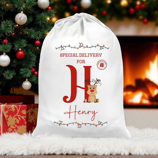 Personalised Christmas Santa Sack: Initial Special Delivery Gift