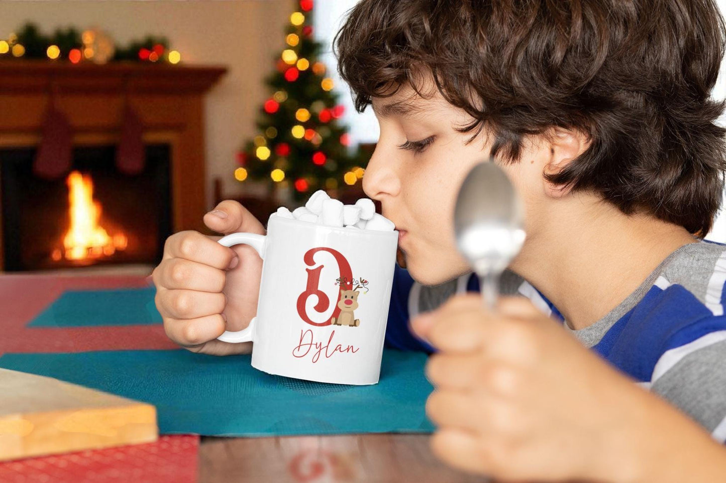 Personalized Christmas Reindeer Mug: Custom Name, Polymer or Ceramic