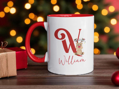 Personalized Christmas Reindeer Mug: Custom Name, Polymer or Ceramic