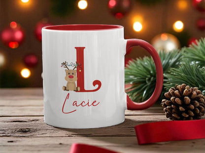Personalized Christmas Reindeer Mug: Custom Name, Polymer or Ceramic