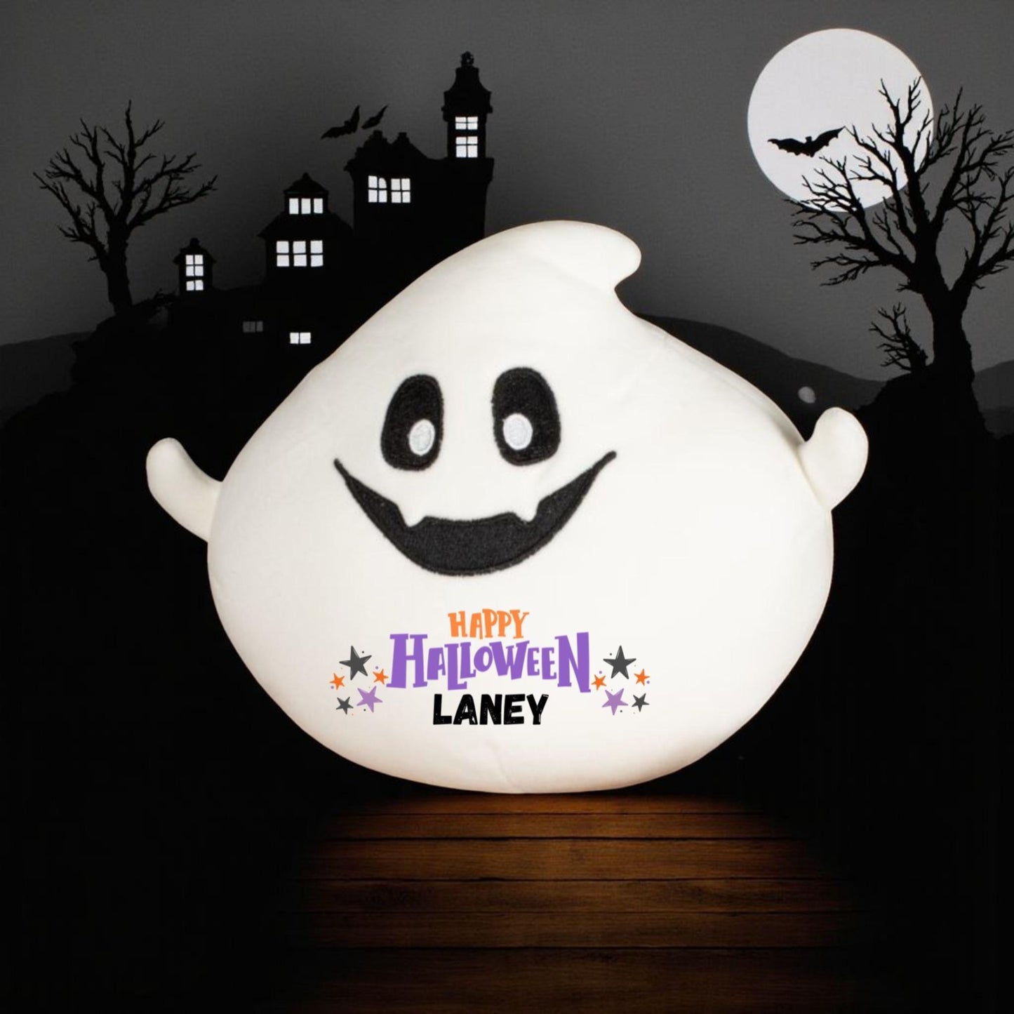 Personalised Halloween Plush Ghost - Custom Soft Toy with Name - Cute Kids Halloween Gift - Trick or Treat Gift - Boo Box Filler - 23cm