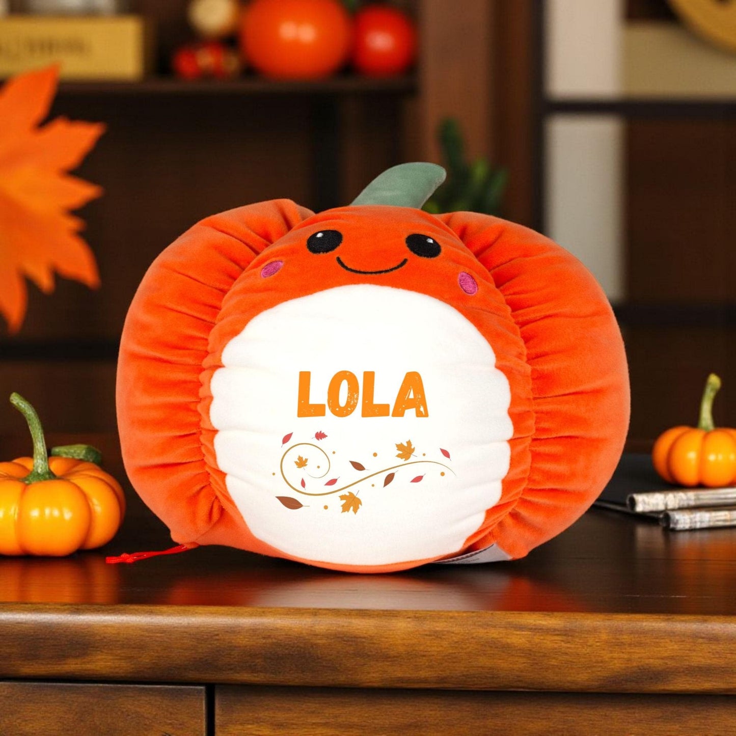 Personalised Pumpkin Plush | Custom Name Halloween Pillow | Autumn Cuddly Toy Gift | 33cm