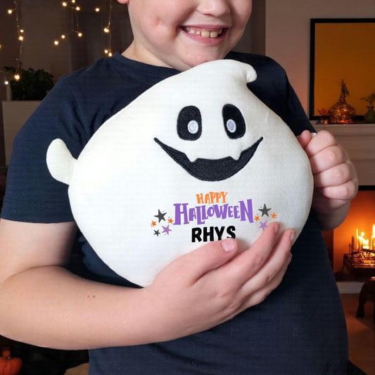 Personalised Halloween Plush Ghost - Custom Soft Toy with Name - Cute Kids Halloween Gift - Trick or Treat Gift - Boo Box Filler - 23cm
