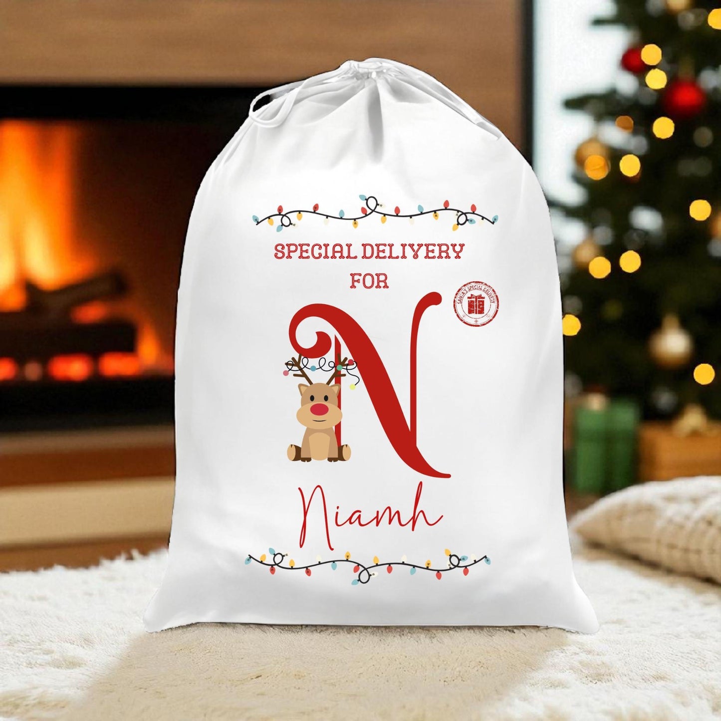 Personalised Christmas Santa Sack: Initial Special Delivery Gift