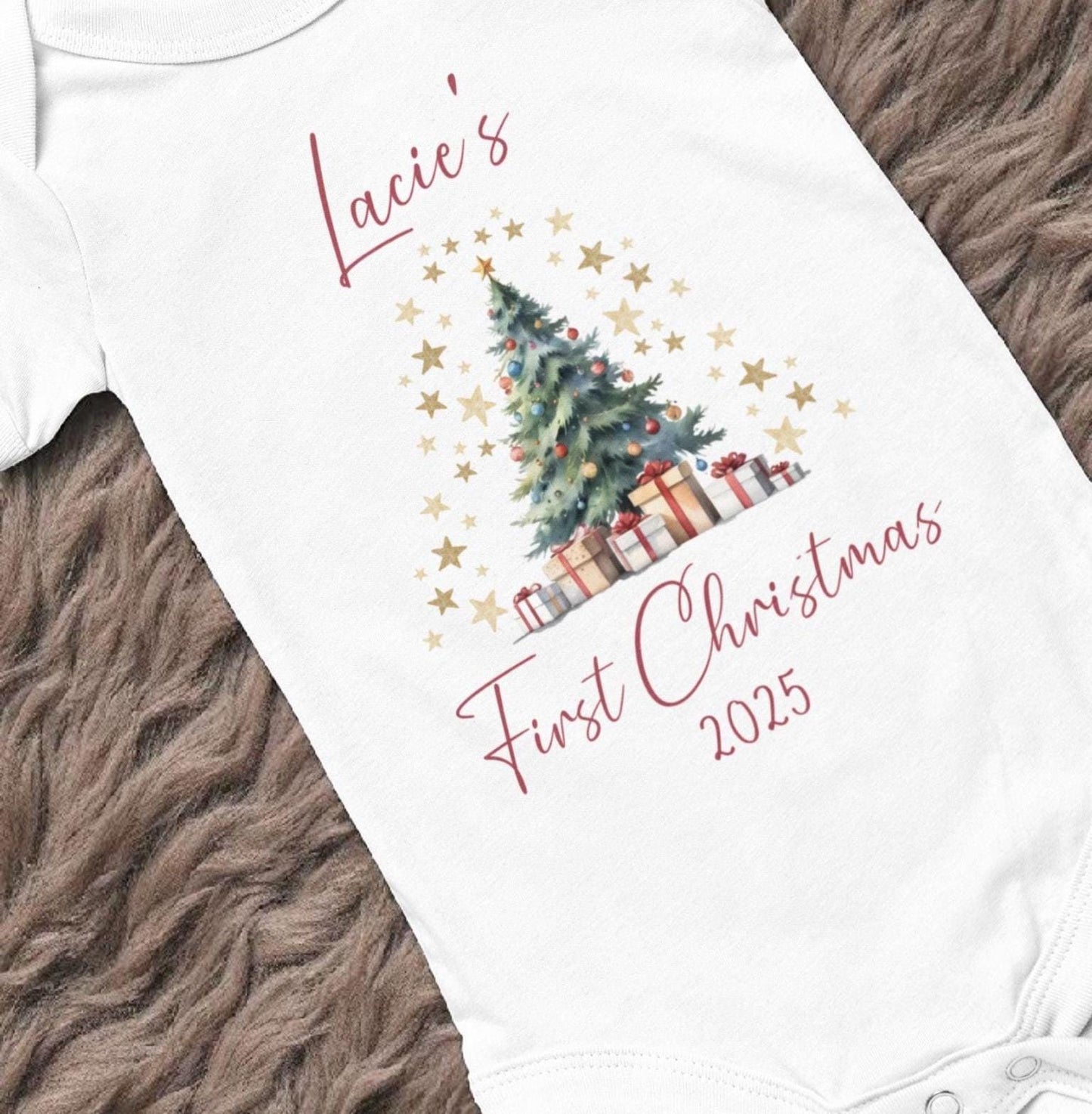Personalized Baby's First Christmas Sleepsuit 2025: Custom Xmas Outfit