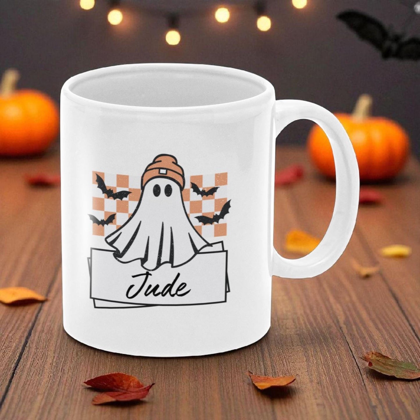 Personalized Halloween Ghost Mug: Custom Name, Ceramic or Polymer