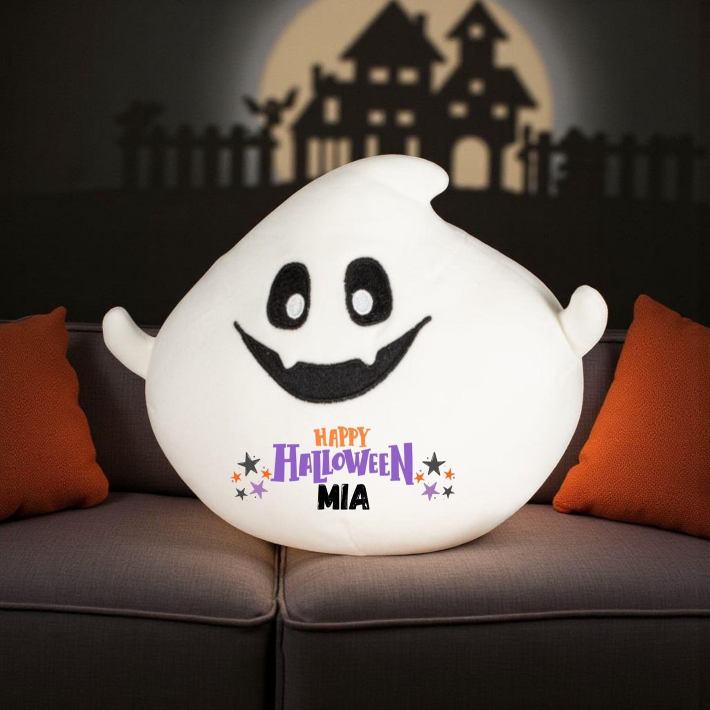 Personalised Halloween Plush Ghost - Custom Soft Toy with Name - Cute Kids Halloween Gift - Trick or Treat Gift - Boo Box Filler - 23cm
