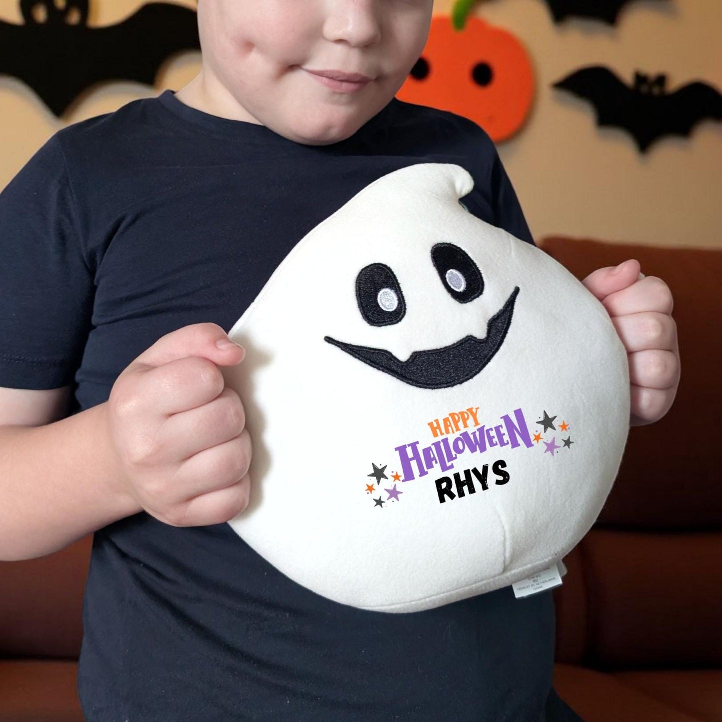 Personalised Halloween Plush Ghost - Custom Soft Toy with Name - Cute Kids Halloween Gift - Trick or Treat Gift - Boo Box Filler - 23cm