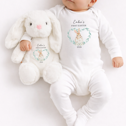 Personalised First Easter Sleepsuit & Bunny - White Rabbit