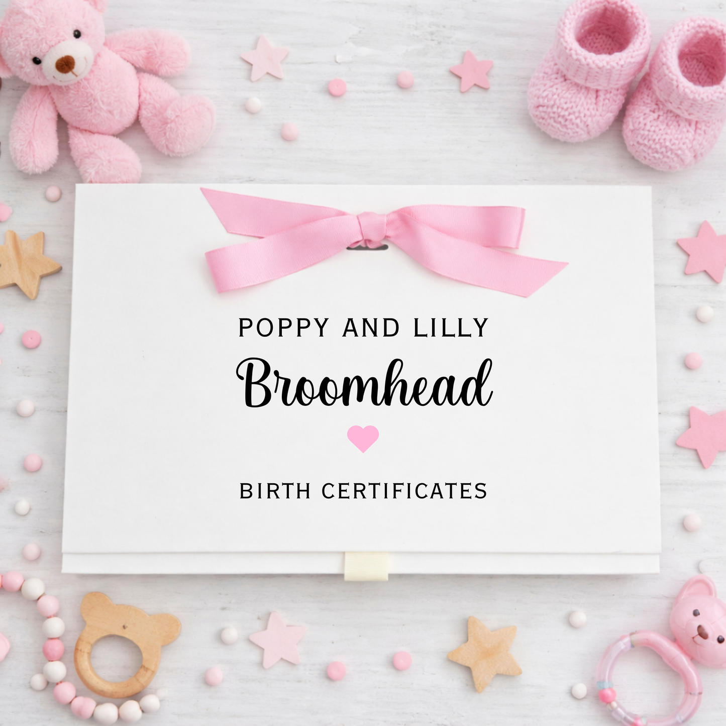 Personalised A4 Birth Certificate Folder - Pink