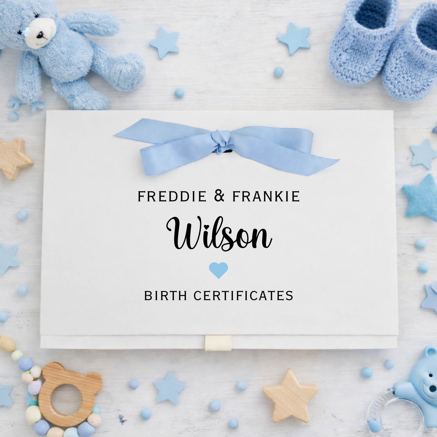 Personalised A4 Birth Certificate Folder - Blue