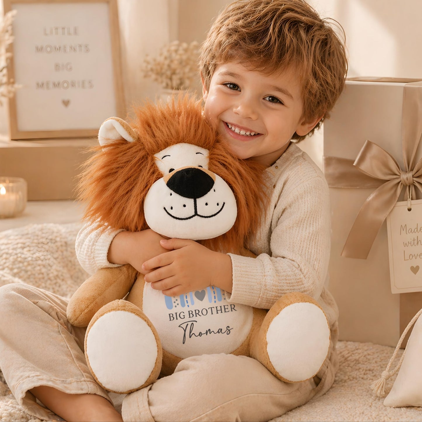 Personalised Lion Plush – Big Brother & Little Sister Keepsake