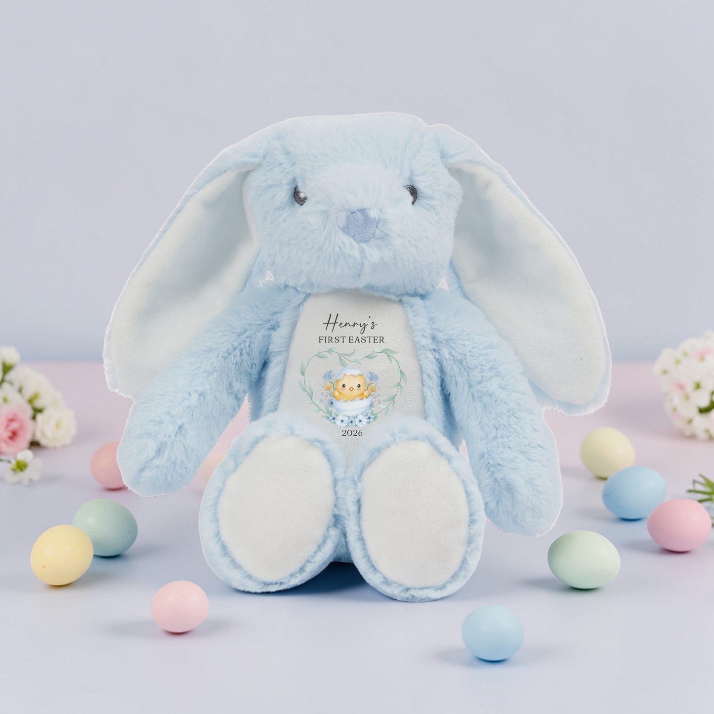 Personalised First Easter Sleepsuit & Bunny - Blue Chick