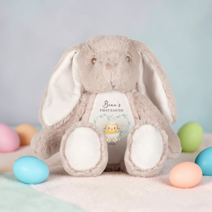 Personalised First Easter Sleepsuit & Bunny - Brown Chick