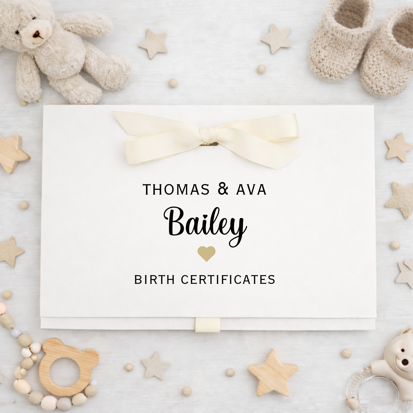 Personalised A4 Birth Certificate Folder - Ivory
