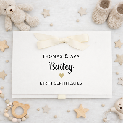 Personalised A4 Birth Certificate Folder - Ivory