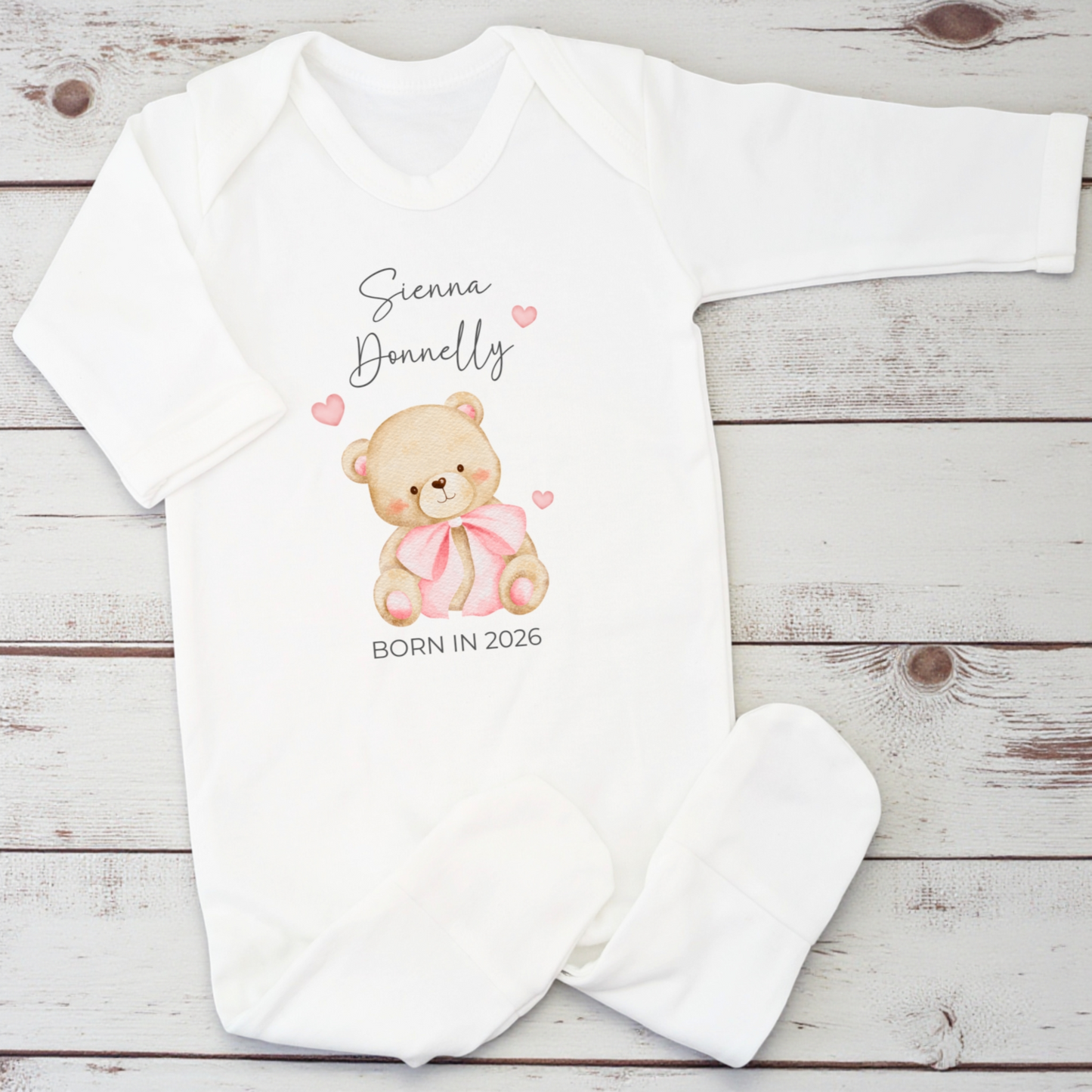 Personalised Born in 2026 Baby Sleepsuit