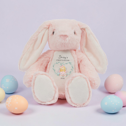 Personalised First Easter Sleepsuit & Bunny - Pink Chick