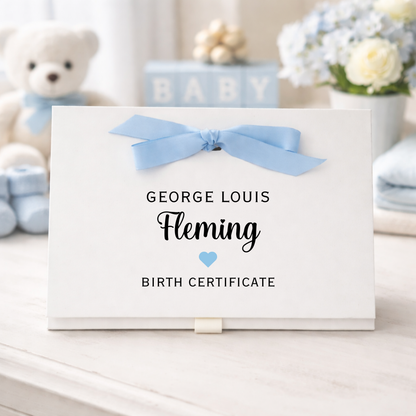 Personalised A4 Birth Certificate Folder - Blue