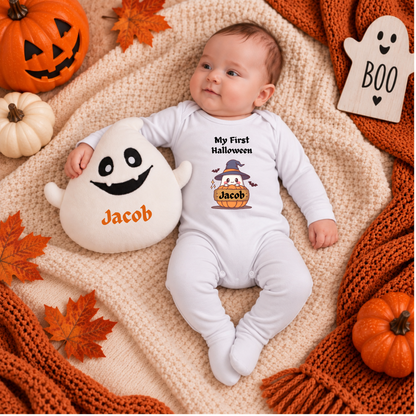 Personalised My First Halloween Sleepsuit and Ghost Plush Set