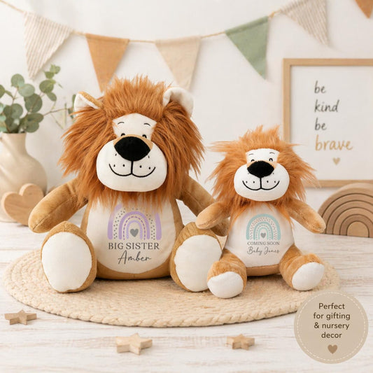 Personalised Lion Plush – Big Brother & Little Sister Keepsake