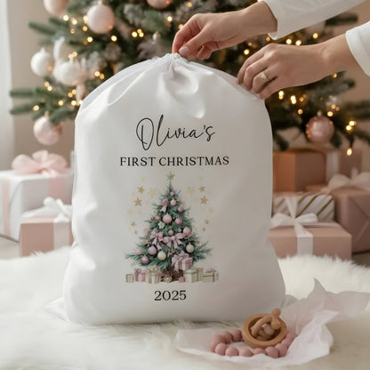 Personalised Baby's First Christmas  Santa Sack - Tree design