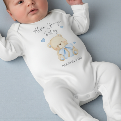 Personalised Born in 2026 Baby Sleepsuit