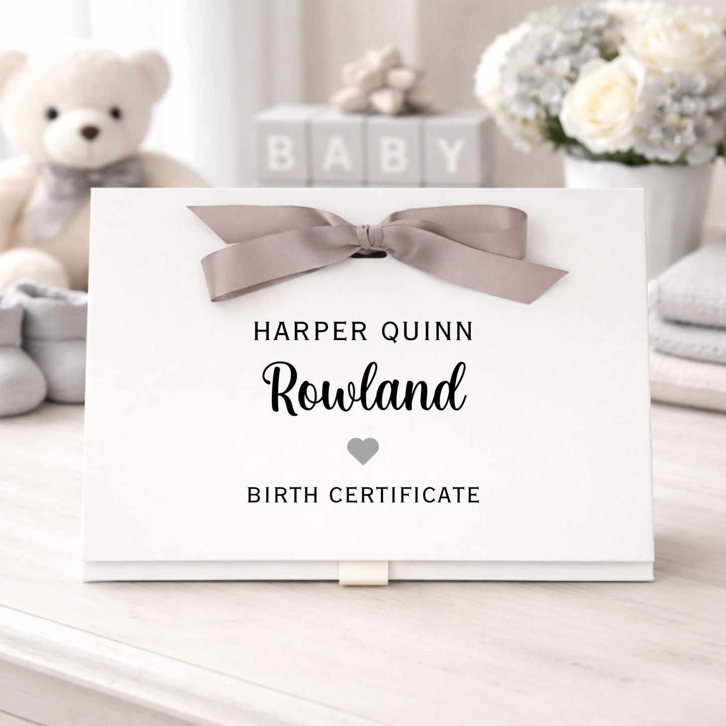 Personalised A4 Birth Certificate Folder - Grey