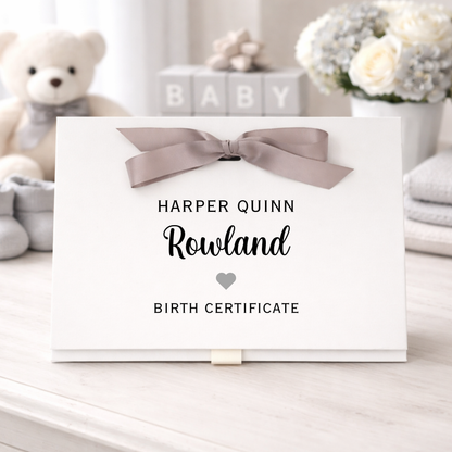 Personalised A4 Birth Certificate Folder - Grey