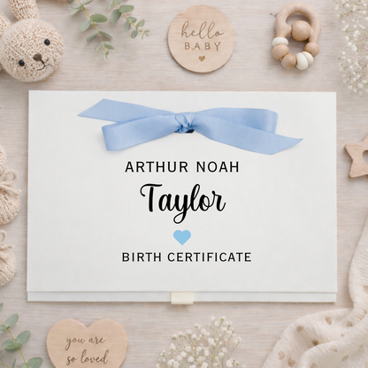 Personalised A4 Birth Certificate Folder - Blue