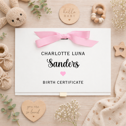 Personalised A4 Birth Certificate Folder - Pink