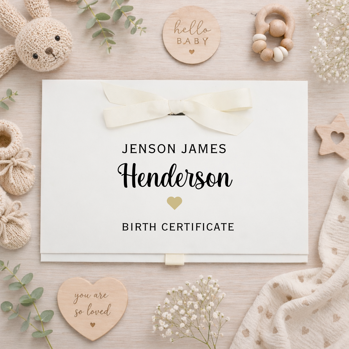 Personalised A4 Birth Certificate Folder - Ivory