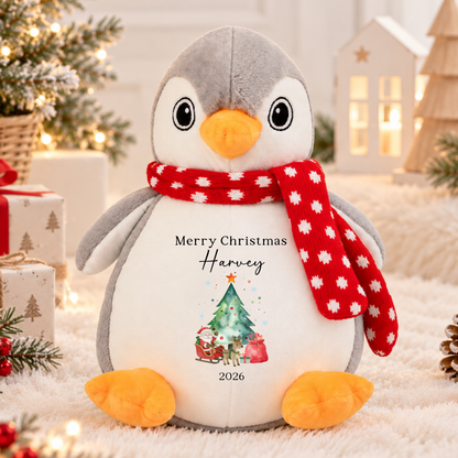 Personalised Christmas Plush Toy - Reindeer or Penguin