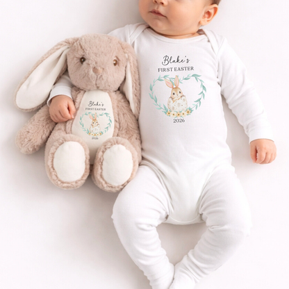 Personalised First Easter Sleepsuit & Bunny - Brown Rabbit