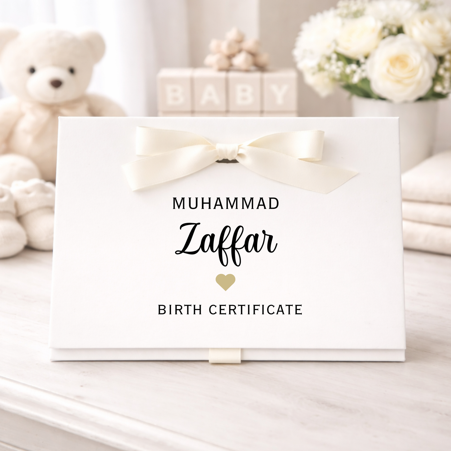 Personalised A4 Birth Certificate Folder - Ivory