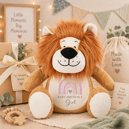 Personalised Lion Plush – Big Brother & Little Sister Keepsake