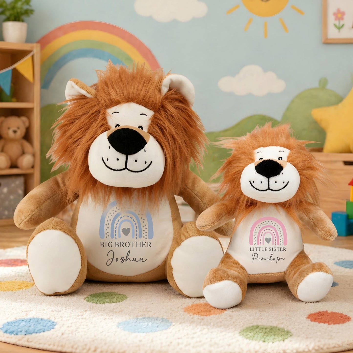 Personalised Lion Plush – Big Brother & Little Sister Keepsake