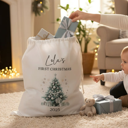 Personalised Baby's First Christmas  Santa Sack - Tree design