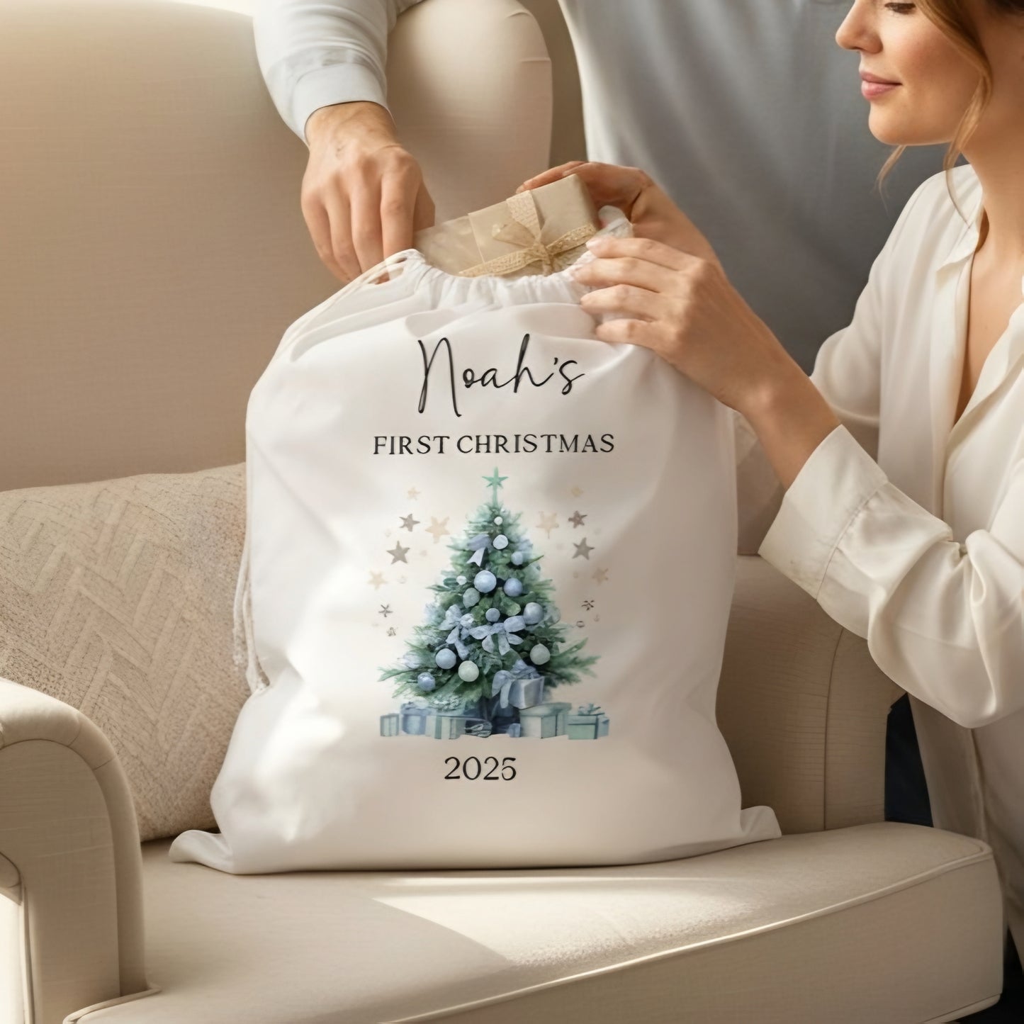 Personalised Baby's First Christmas  Santa Sack - Tree design