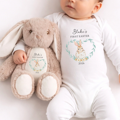 Personalised First Easter Sleepsuit & Bunny - Brown Rabbit