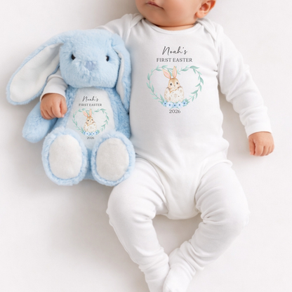 Personalised First Easter Sleepsuit & Bunny - Blue Rabbit